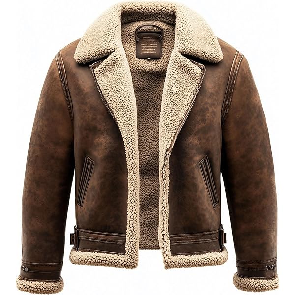 MARCO ENZOLANI Cross Zip B3 Bomber Aviator Real Shearling Brown