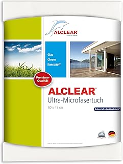 ALCLEAR 950002 Microfaser Fenstertuch - ideal als Mikrofasertuch - Scheibentuch zum Putzen von Auto, Haushalt, Fenster & Chrom - 60x45 cm, weiss