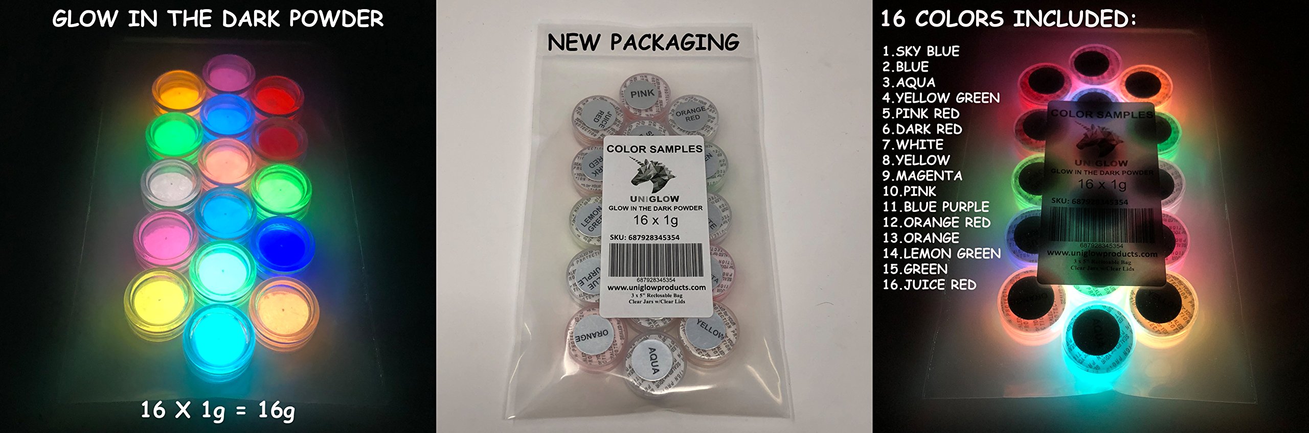 PRESTIGE GLOW IN THE DARK Pigment Powder. Longest Lasting Glow in The Dark Powder.