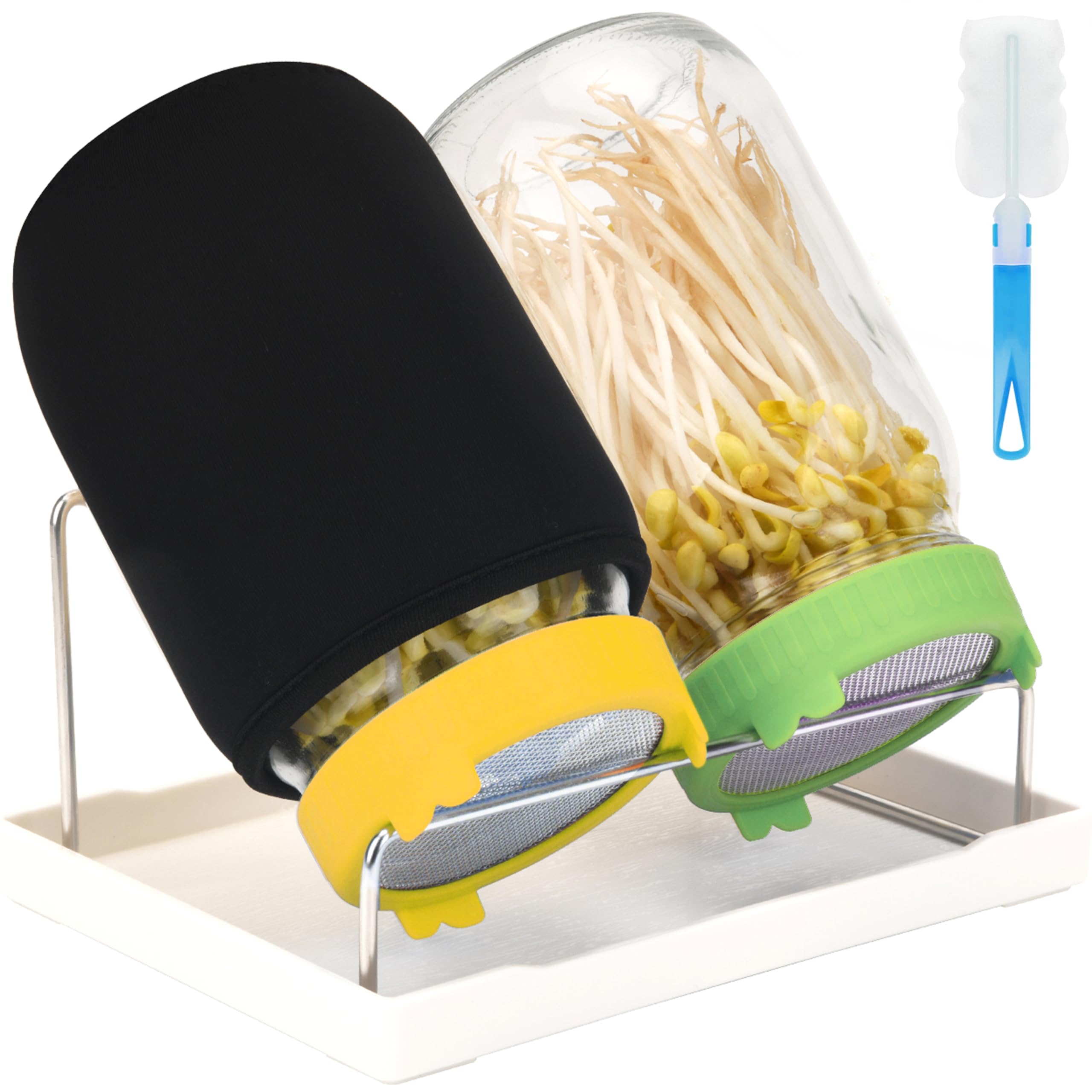 Photo 1 of [Large Size] 68oz Sprouting Kit, 2 Sprouting Jar Kits, Wide Mouth Jars with Stainless Steel Screen Sprout Lid, 2000ml Sprouts Growing Kit, Seed Sprouter Set for Growing Broccoli, Bean, Alfalfa ?