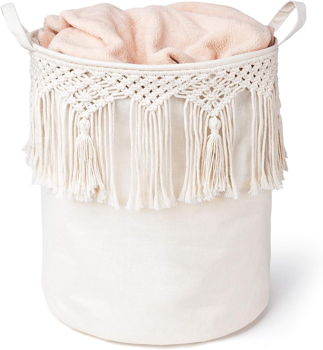 Mkono Macrame Laundry Basket Boho Laundry Hamper with Woven