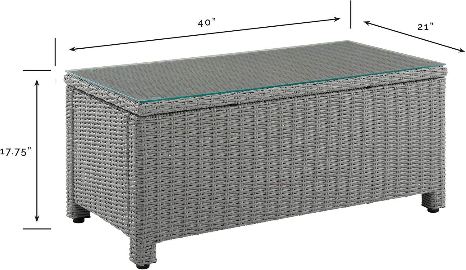 Crosley Furniture CO7208-GY Bradenton Outdoor Wicker Rectangular Tempered Glass Top Coffee Table, Gray : Garden & Outdoor