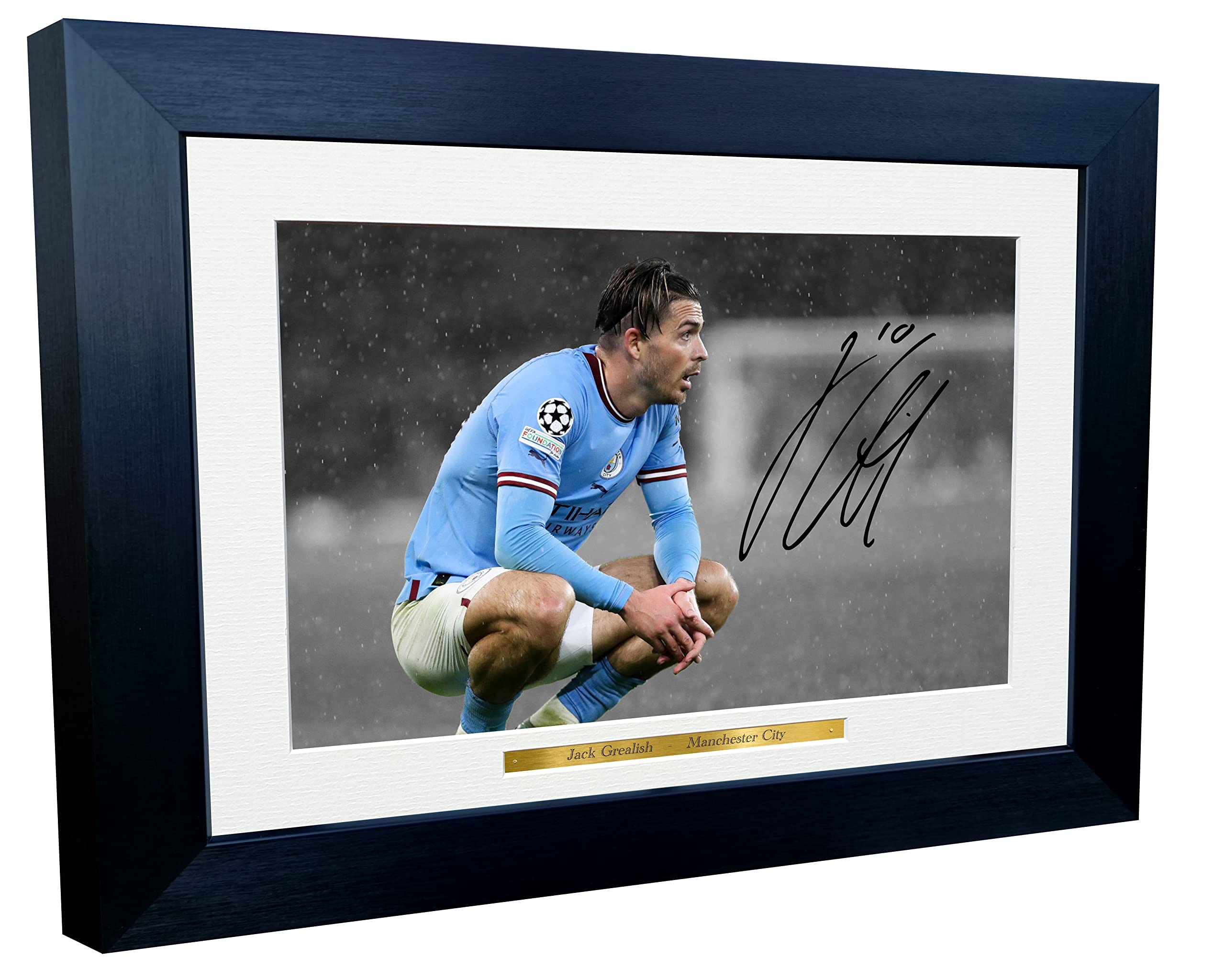 12x8 A4 Jack Grealish Manchester City Autographed Signed Photo Photograph Picture Frame Football Soccer Poster Gift