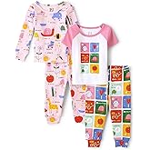 The Children's Place girls And Toddler Boy Sleeve Top and Shorts 100% Cotton 2 Piece Pajama Sets