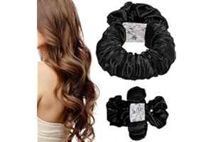 VTZNOJ Heatless Hair Curler Overnight to Sleep In,Heatless Curling Scrunchie for Women Soft Silk Lazy Rollers Headband for Long Hair Overnight. (Black)