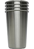 Ziggy V Stainless Steel Cups, 16oz Tumbler Pint Glasses,18/8 Metal Cups BPA Free Cups Set of Four (4)