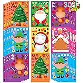 Joy Bang Christmas Stickers for Kids, 30 Sheets Make Santa Snowman Face Stickers Christmas Crafts for Kids Xmas Activities Games Xmas Party Favors Supplies Stocking Stuffers