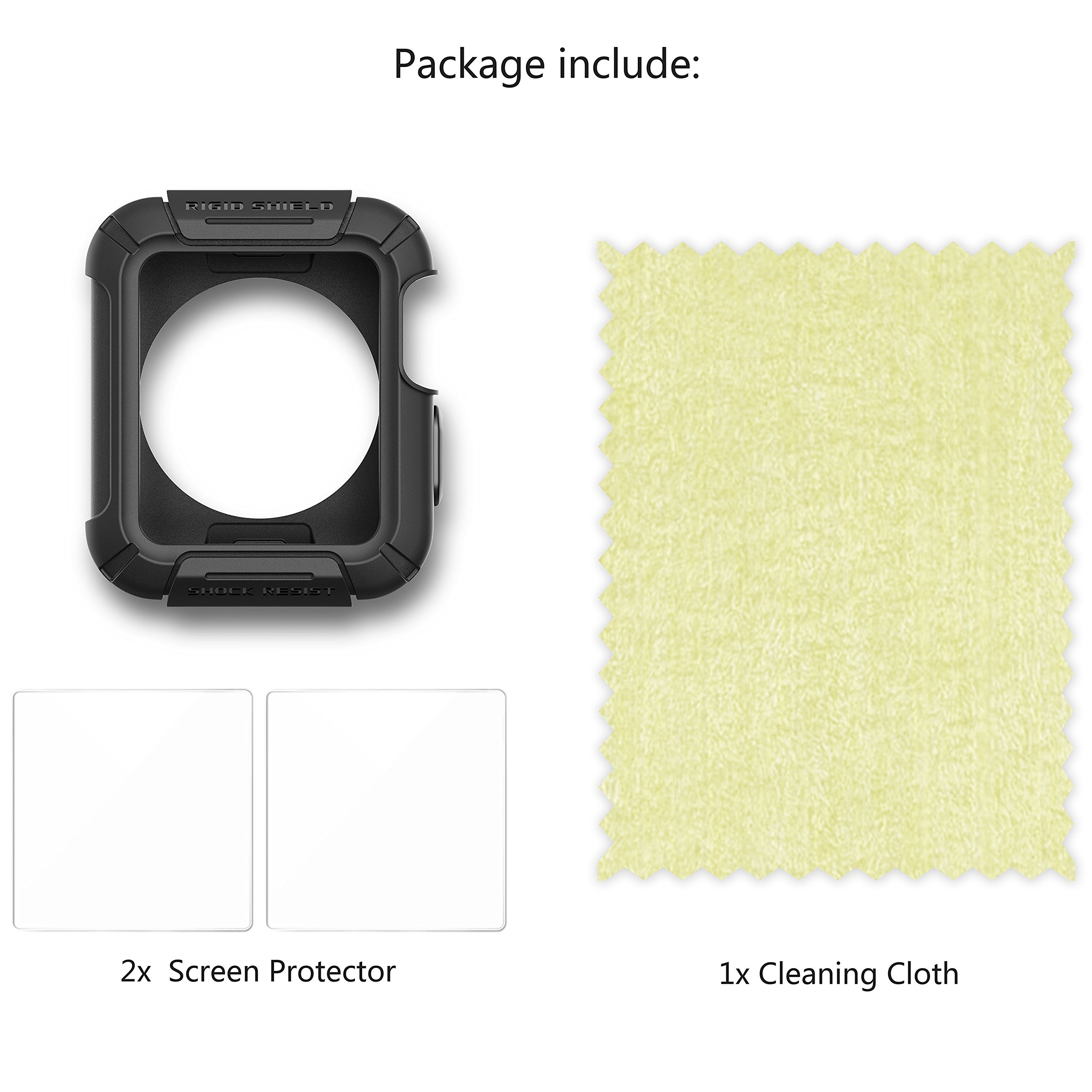 Beacoo Apple Watch Case, Rigid Shield with Resilient Shock Absorption Rugged Protective TPU iWatch Case for 42mm Apple Watch Series 3/Series 2/1/Original (2015)/Nike+ Sport Edition