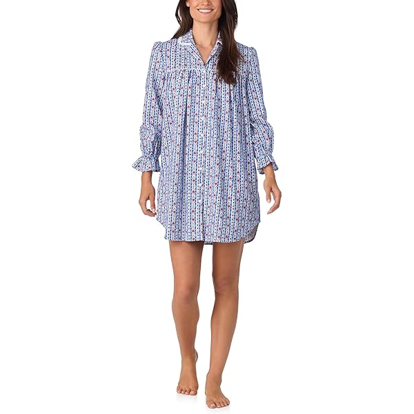 Lauren Ralph Lauren Knit Double Strap Button Neck Gown Pink Stripe