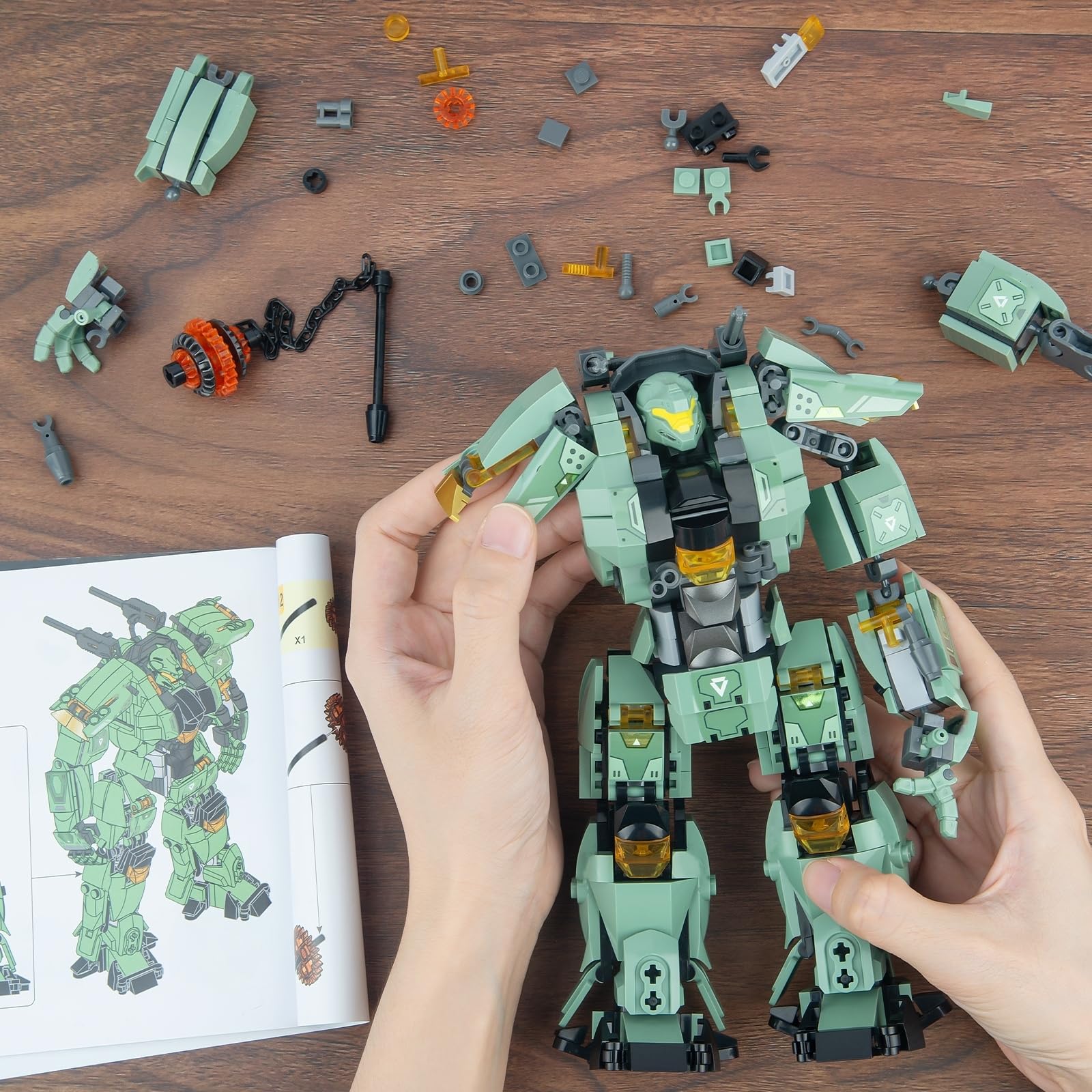 HIGH GODO Transforming Mech Robot Building Blocks Set,Destroy Warrior City Action Mech Model Building Kit, 542 Pieces Cool Robots Toys Gift for Adults and Teens 14+