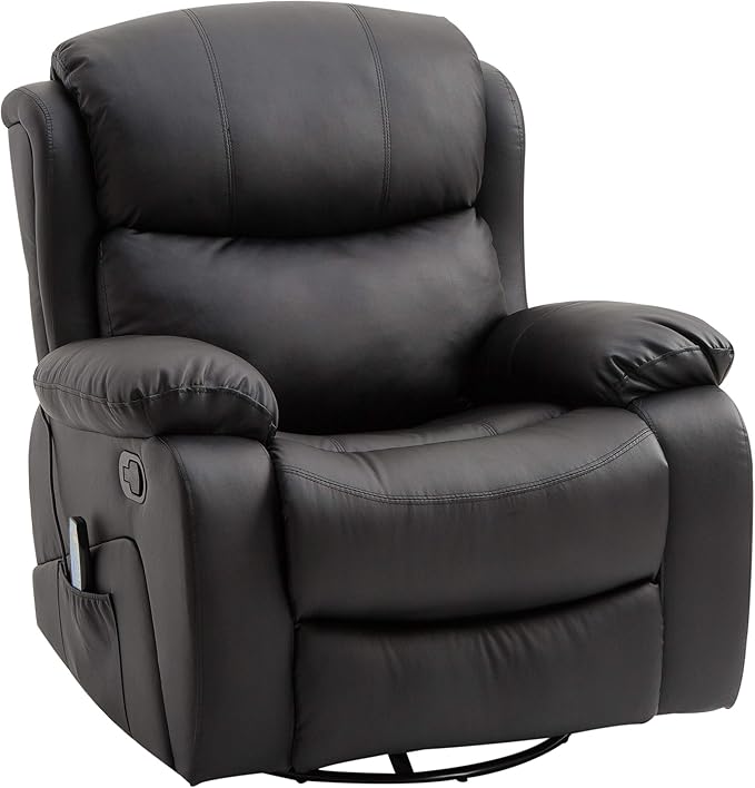 PU Leather Recliner Sofa Massage Chair Swivel Heated Rocking
