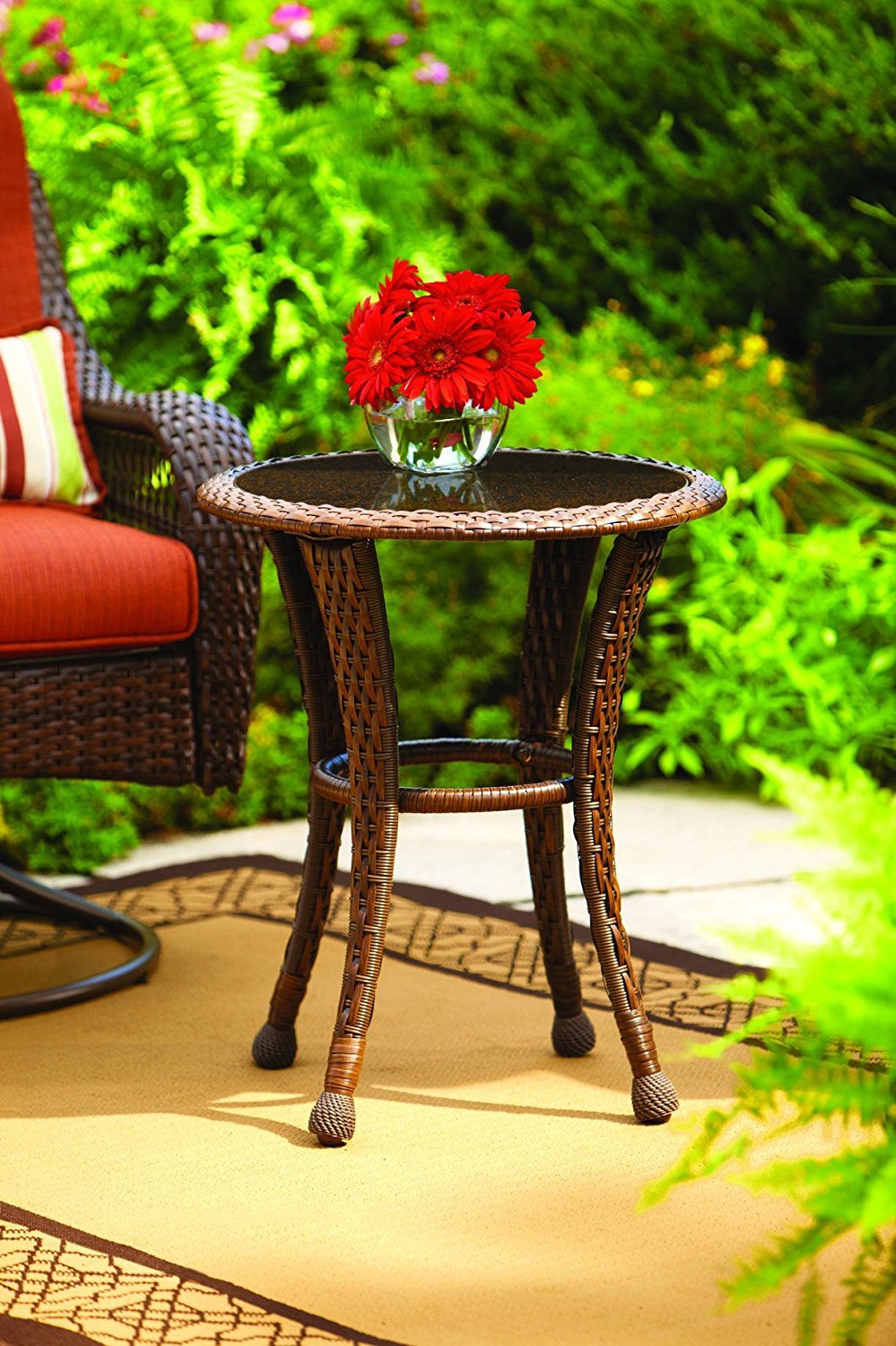 New Better Homes And Gardens Azalea Ridge 20 Wicker Round Outdoor Side Table 24 H X 19 75 D Steel Frame Glass Top Buy Online In El Salvador Better Homes Gardens Products