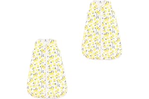 Hudson Baby Unisex Muslin Cotton Sleeveless Wearable Sleeping Bag, Sack, Blanket, Lemons 2-Pack, 12-18 Months