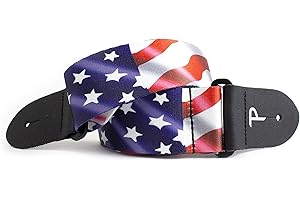 P PERRI'S LEATHERS LTD. Perri's Leathers Ltd. - USA Flag Polyester Guitar Strap - Adjustable Strap from 39" to 58" for Electric, Bass, Acoustic Guitar (LPCP-45)