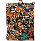 Turamurra Tiger Throw Blanket Gifts for Adults Kids, Tiger Pattern Blankets for Living Room Bedroom Decor, Fuzzy Warm Flannel Plush 50"x60"