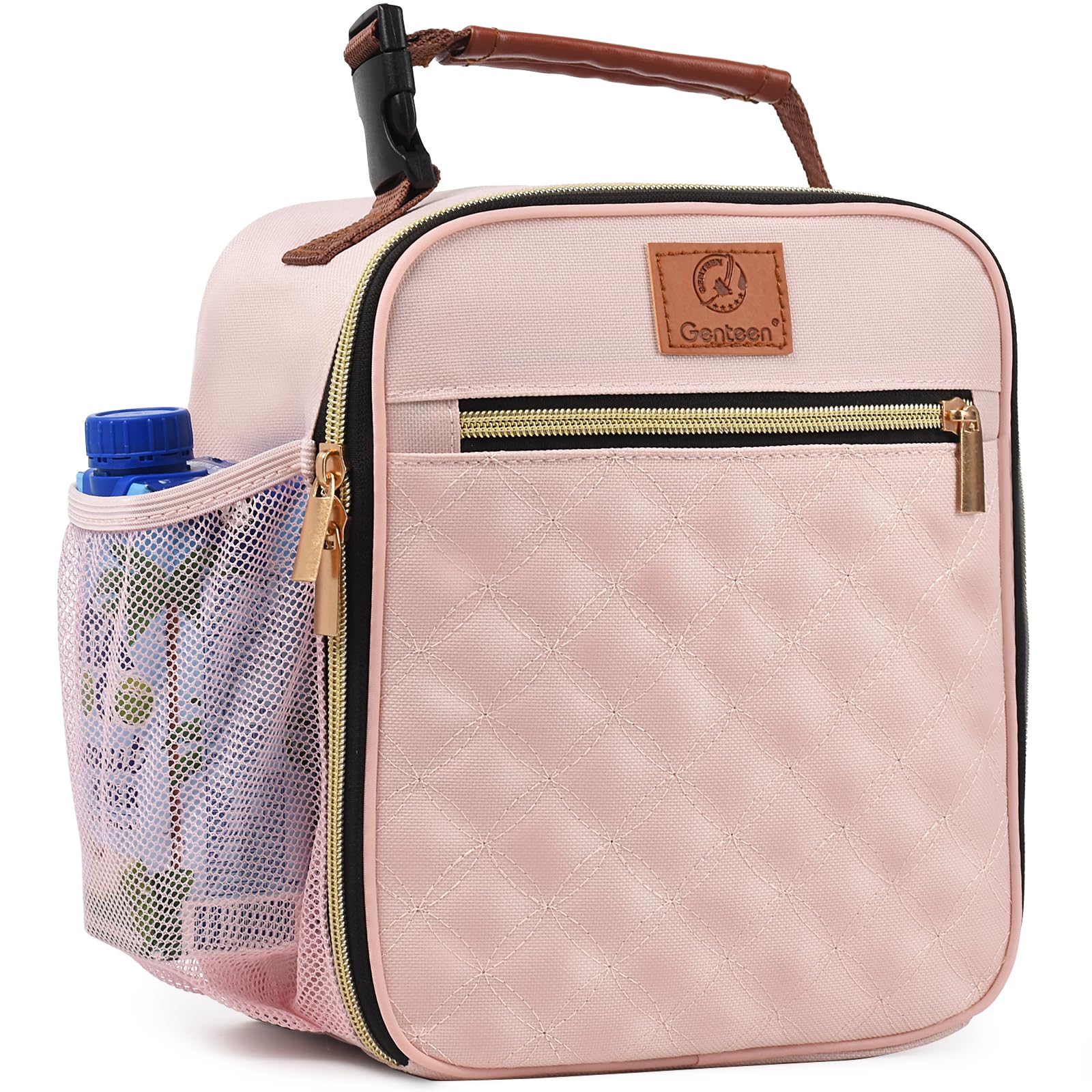 Photo 1 of Lunch Box for Women Men Kids Girls Teen Adults,Insulated Lunch Bag with Bottle Holder,Small Lunch Box Cooler Lightweight Reusable LunchBox for Work Office School Travel Picnic-Light Pink