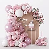 Pink White Balloons Garland Arch Kit 104 PCS Metallic Pink Gold Confetti Latex Balloons for Baby Girl Shower Birthday Wedding Anniversary Bachelorette Party Decorations