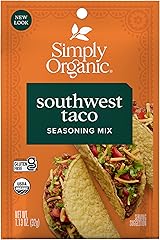 Simply Organic Southwest Taco Seasoning Mix, Gluten Free, Certified Organic, Kosher, Pure Flavor for Tacos, Stir-Fries, Mexic