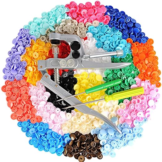 LIHAO Snaps Zange mit 300 Set T5 Druckknöpfe in 20 Farben Nähfrei Buttons für DIY Basteln