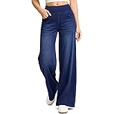Rammus Wide Leg Jeans Woman High Waisted Pull On Jeans for Women Baggy Straight Leg Jean Stretchy Tummy Control Pants