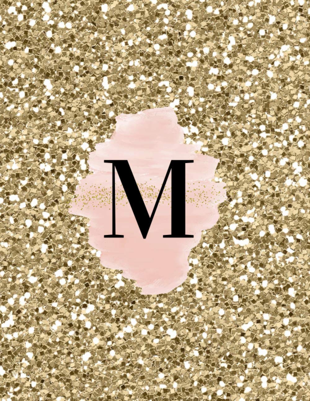 INITIAL "M" GOLD GLITTER GLOSSY LINED NOTEBOOK (8.5 × 11, 200 PAGES)