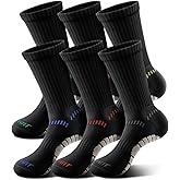 BULLIANT Men Socks, Athletic Compression Crew Socks Cushioned for Men Running Sports Hiking Fishing Arch Support