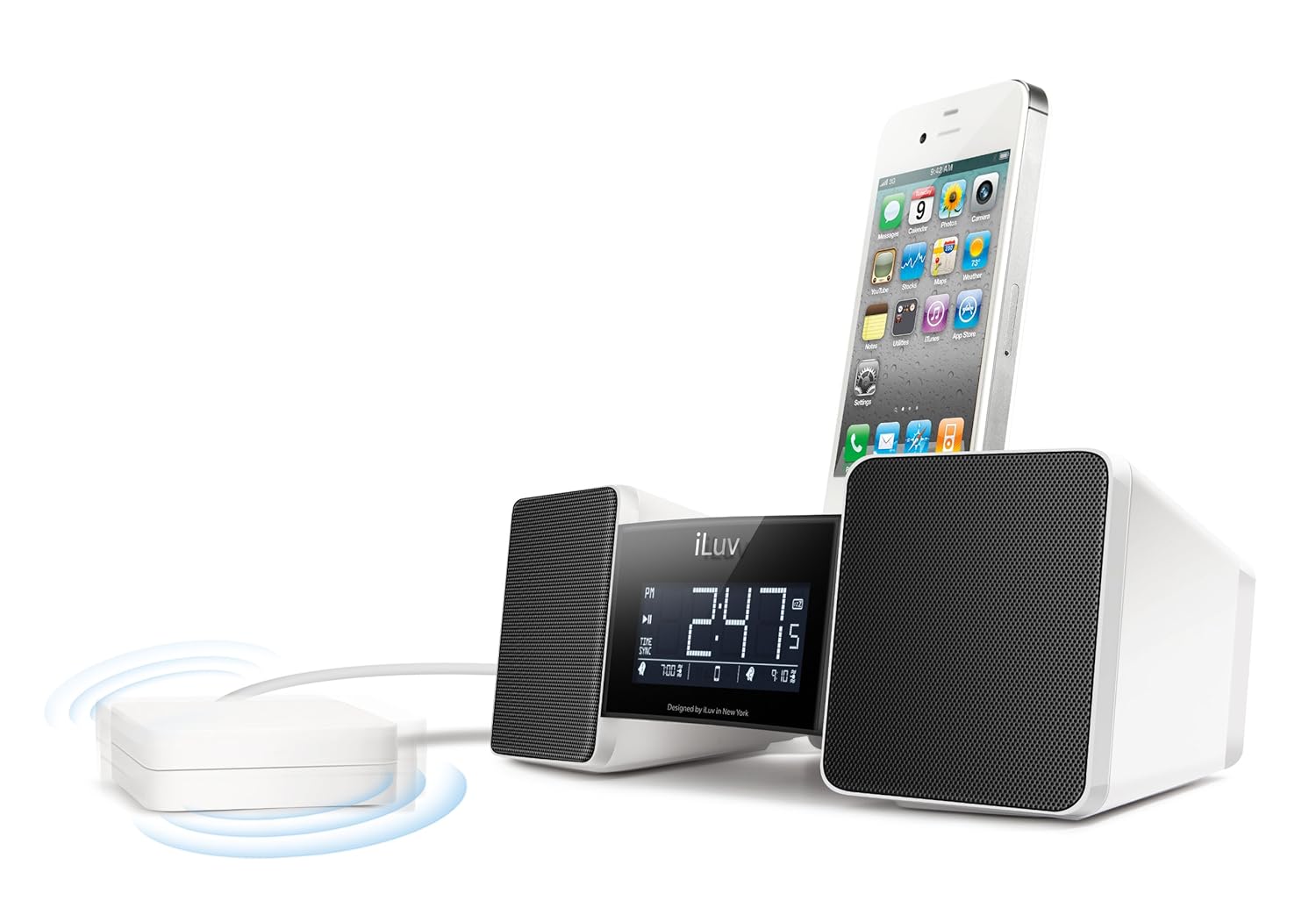Amazon.com: iLuv Vibro II Alarm Clock 30-Pin Speaker Dock with Bed Shaker  (White) (Discontinued by Manufacturer): Home Audio & Theater
