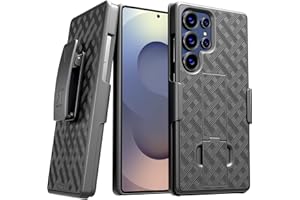 ROME TECH for Samsung Galaxy S25 Ultra Case with Belt Clip Holster, Kickstand Slim Cover Phone Case for Galaxy S25 Ultra - Black