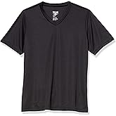 TM365 Women's Sonic Heather Performance Short Sleeve V-Neck T-Shirt, Black Heather, Medium