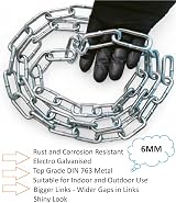 RSE Heavy Duty Galvanised Chain 6mm 3 Metre Zinc Steel for Lock Gate Fence view 2