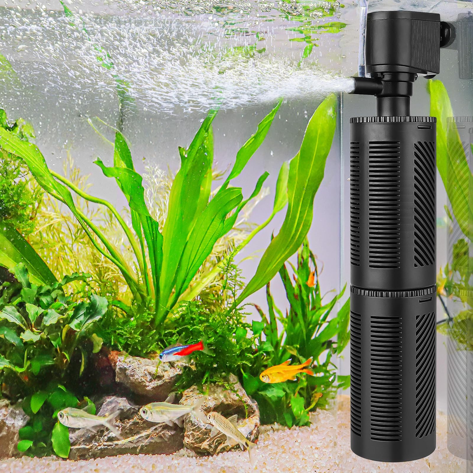 Photo 1 of hygger 30-70 Gallon Submersible Aquarium Power Filter in-Tank Filtration with Aeration for Saltwater and Freshwater Fish Tank Internal Filters 264 GPH