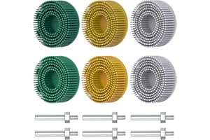 ZEHIQ 2 Inch Bristle Disc, 6 Pack Bristle Disc Grits Assorted 50 80 120 with 1/4 Inch Shank Attachment, Abrasive Coating Removal Disc for Metal
