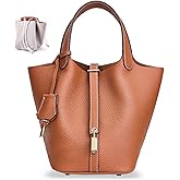 Designer Leather Bucket Bags for Women: Trendy Genuine Leather Tote Purses - Luxury Satchel Top-Handle Handbags for Travel