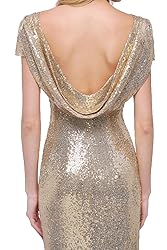 Sparkle Gold Sequind Bridesmaid Dresses Modest Long