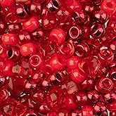 300pcs John Bead Assorted Red Plastic Pony Craft Beads for DIY Jewelry Bracelet Necklace Making, 120g