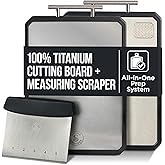 Swing Swagger Titanium Cutting Board for Kitchen with Measuring Scraper – 16” x 11” Double-Sided Metal Cutting Board, Non-Toxic, Food-Grade Titanium & Wheat Straw PP, Steel Grip Handle, Non-Slip Edges