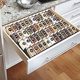 DEWVIE Spice Rack Tray for Drawer - Expandable 13" to 26" Tray Insert, Adjustable 4 Tier Spice Rack Drawer Organizer for Kitc