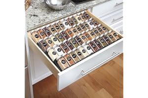 DEWVIE Spice Rack Tray for Drawer - Expandable 13" to 26" Tray Insert, Adjustable 4 Tier Spice Rack Drawer Organizer for Kitc