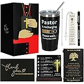 Pastor Appreciation Gift Set for Men – Christian Tumbler, Leather Journal, Pen, Bookmark, Acrylic Plaque & Card – Religious Present for Father’s Day, Retirement, Birthday, Christmas, Man of God Gifts