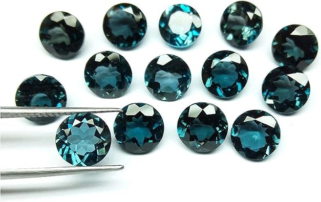 Neerupam Collection Topaze Bleu London Naturelle Qualite Aaa 2 Mm De Forme Ronde Pierre Precieuse Topaze Bleu London Naturelle Pierre Precieuse En Vrac Pour La Fabrication De Bijoux Amazon Fr Bijoux
