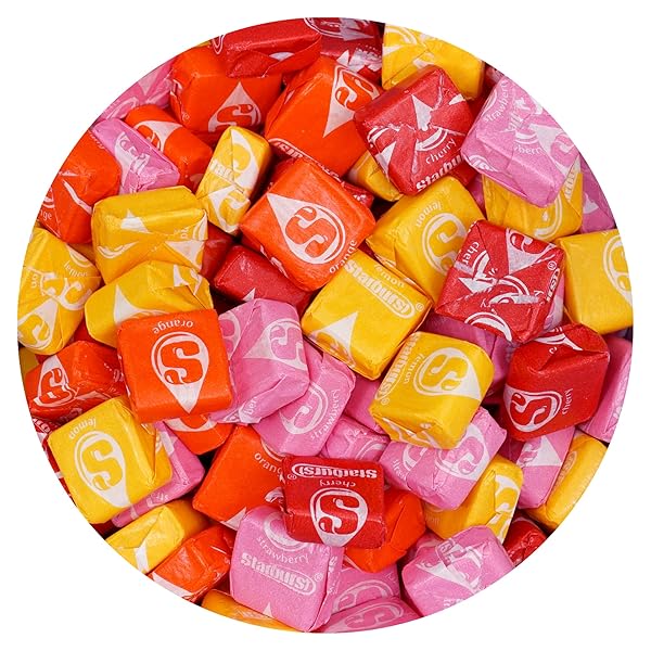 STAR BURST ORIGINAL FRUIT CHEWS, 1LB BULK BAG (APPROX. 90 PIECES), STRAWBERRY, CHERRY, ORANGE, LEMON, INDIVIDUALLY WRAPPED CANDY