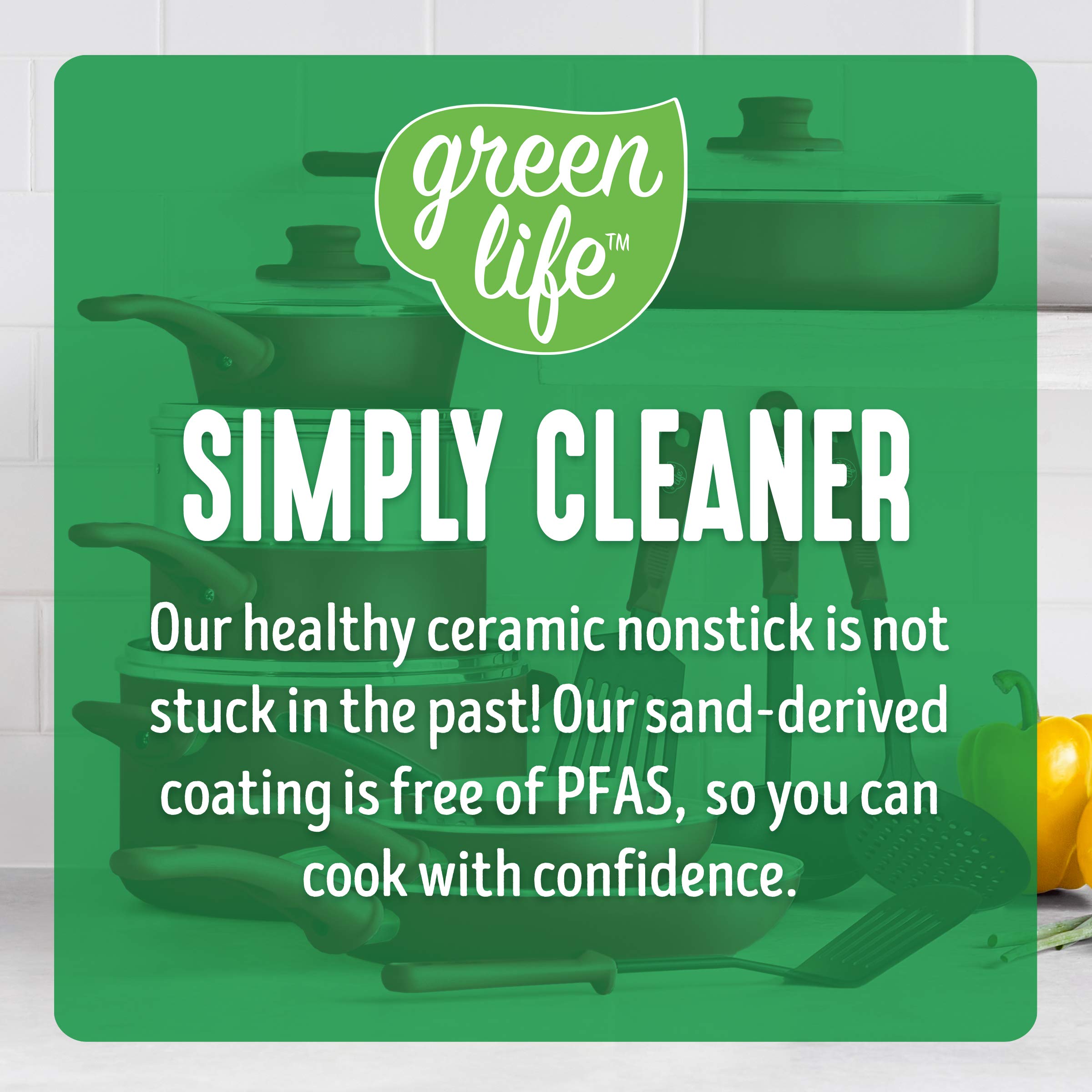 Greenlife 14 Piece Nonstick Ceramic Cookware Set with Soft Grip , burgendy