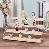 NBEADS 4-Step Acrylic Tiered Display Stand Wood Display Shelf 30x21.4x15.8 cm view 5