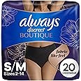 Always Discreet Boutique Incontinence and Postpartum Underwear for Women, Maximum Protection, S/M, Black, 20 Count (Packaging May Vary)