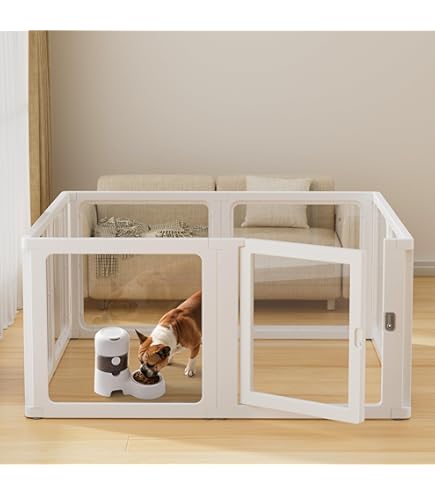 Wood Playpen Clear Acrylic Dog Playpen, Transparent Panels Clear