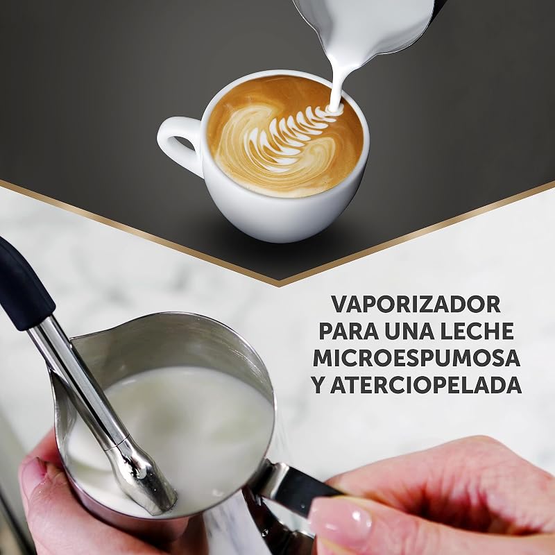 Barista Max+ cafetera espresso | Molido y dosificación inteligentes | Temporizador de extracción de precisión | Espumador de leche integrado | Bomba italiana de 15 bares | Negro [VCF152X]
