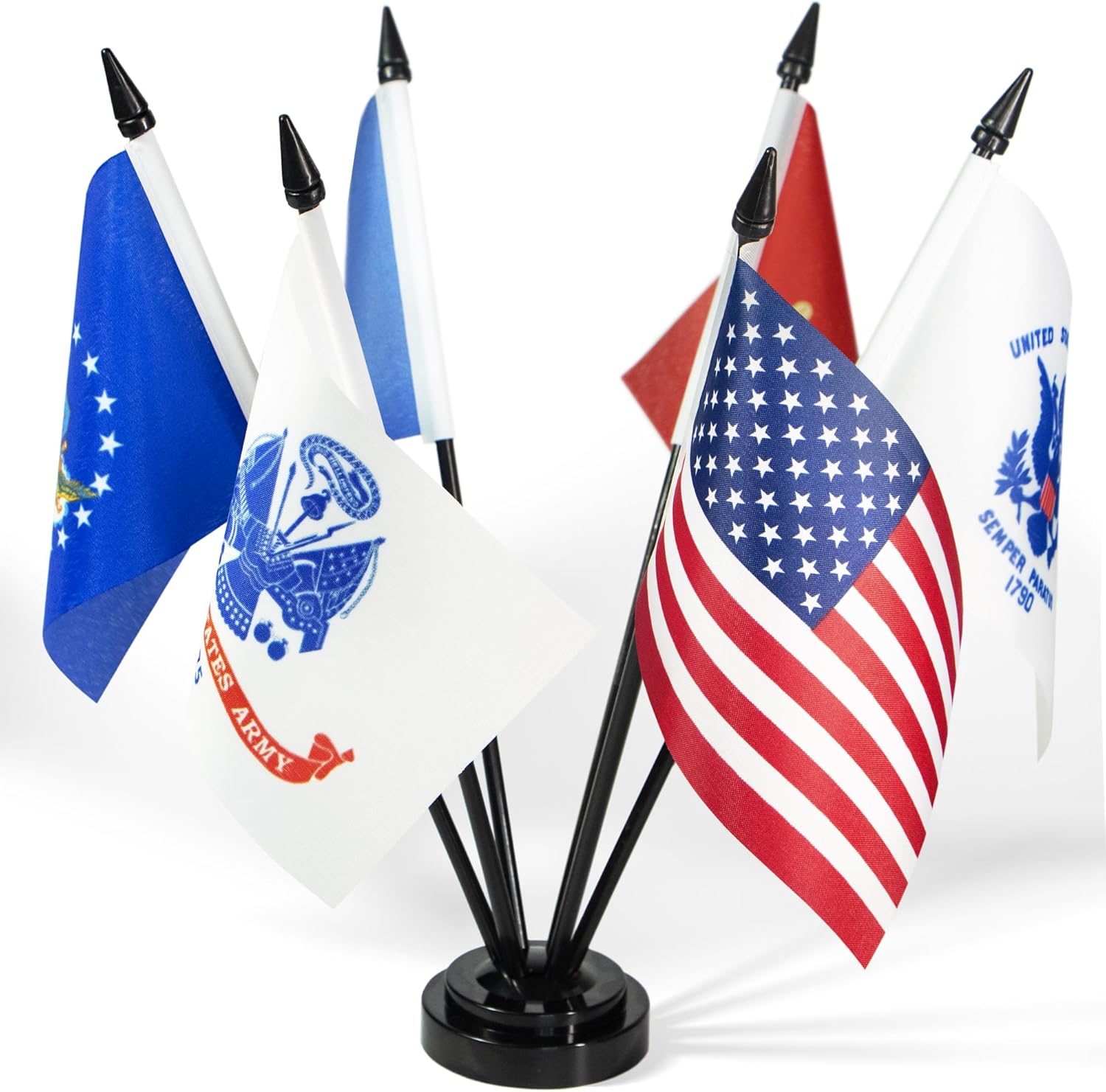 Flags - Anley USA Armed Service Desk Flags Set - 6 X 4 inches Miniature American Military Sectors Desktop Flag with 11