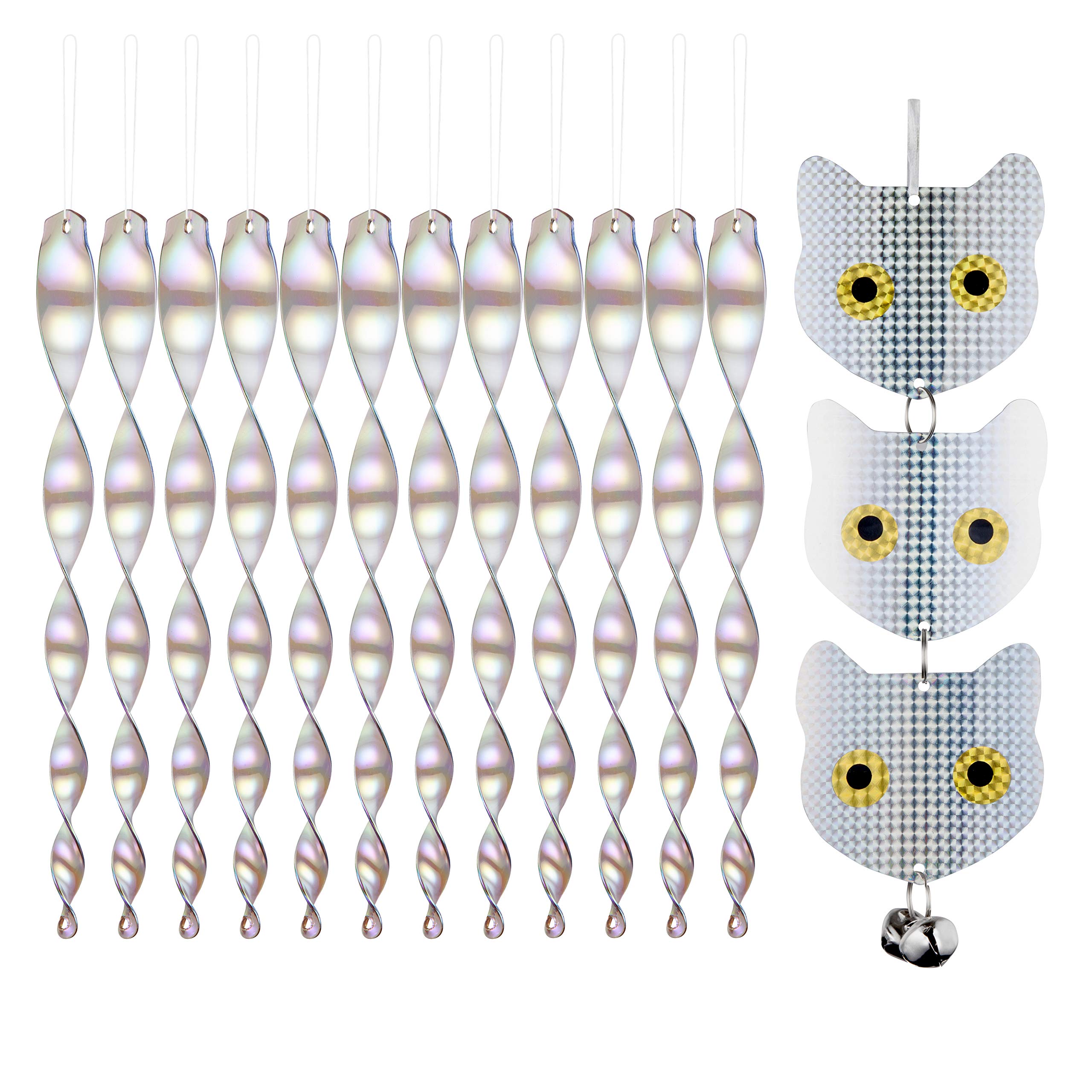 Katai Bird Scarer Rods Set – 12 Reflective Spinning Rods with Owl Decoy – Humane Bird Deterrent for Gardens, Decking, Pools & Crops