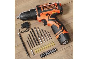 Drill Set, VIWKO 12V Cordless Drill with Battery and Charger, Electric Power Drill Driver 3/8" Keyless Chuck with 42 Acessories, 2 Speed, 25+1 Position, Electric Screwdriver for Home DIY Projects