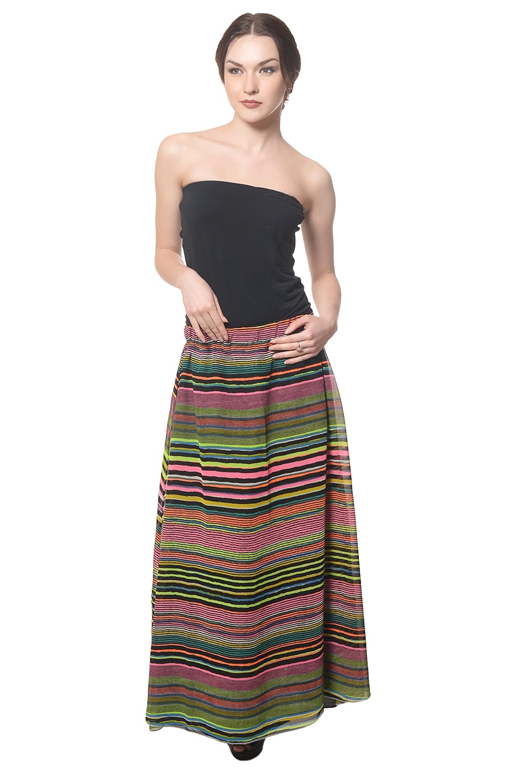 hazle avenue women's regular multi-striped full length skirt